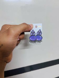Purple Stone Drop Earrings