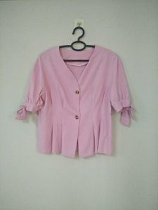 Pink Cotton-Linen Tops