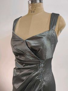 Metallic Gray Evening Gown