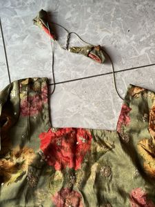 Floral Print Ethnic Top with Headband