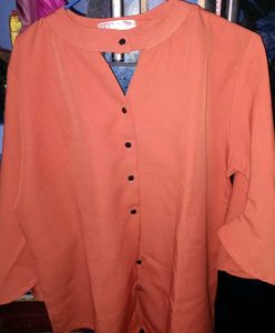 Orange Button-Down Top