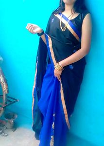 Beautiful 💙🖤 Black &amp; Blue Saree ||