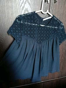 Navy Blue Lace Top