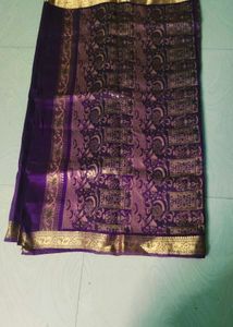 Dark Purple Colour Pure Kanchipattu Saree