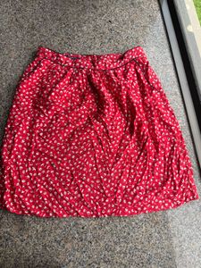 Red Floral Aline Mini Skirt