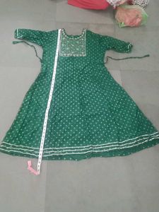 Green Printed Gown