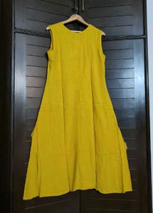 Women Blue Yellow Printed Kurta With Jacket
