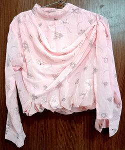 Baby Pink Top With Drape