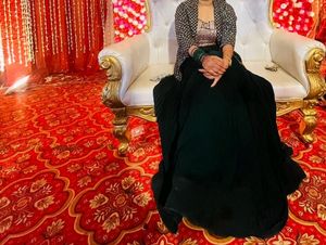 Coral Green Indowestern Lehnga