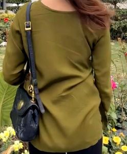 Embroidered Olive Green Kurti
