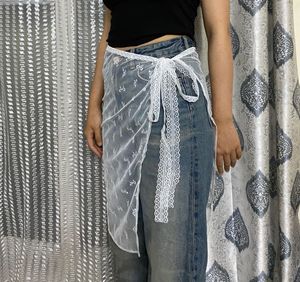 Y2K Women Lace Half Slip Sheer Floral Skirt