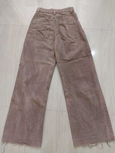 Washed Brown Straight Pants