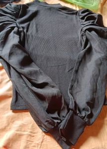 Black Puff Sleeve Top