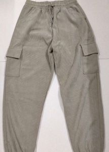 beige Fleece track Pants