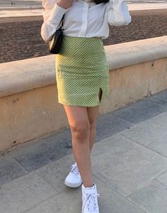 Green Polka Dot Mini Skirt