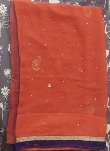 Rust Pink Embellished Saree with Blouse