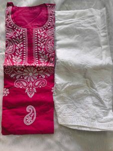 Pure Cotton Chicken Kari Kurta Set