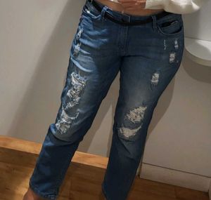 Women Blue Boyfriend Fit Mid-F Rise