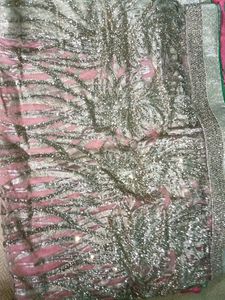 Shimmering Pink & Silver Saree