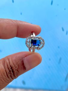 Adjustable Finger Ring Blue Stone