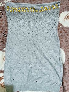 Gray Embellished Tube Top