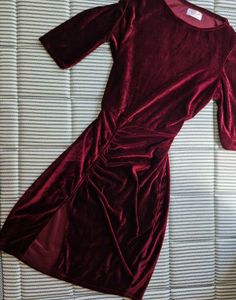 Burgundy Velvet Bodycon Dress