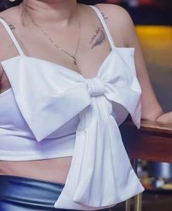 White Bow Crop Top