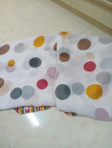 White Saree With Colorful Dots