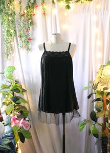 Black Lace Trim Slip Dress