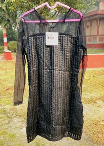 KAZO Women Black Mesh Bodycon Dress