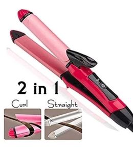 Pink 2-in-1 Hair Curler &amp; Straightener
