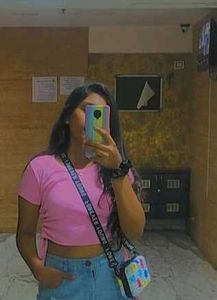 Pink Cropped T-Shirt ribbed material