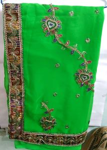 Green Embroidered Sari