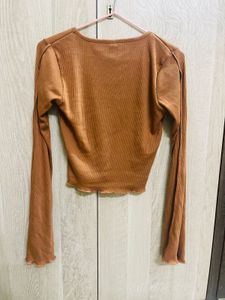 Cute Brown long flared sleeves Top