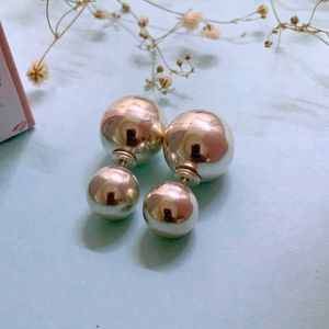 Rose Gold Double Ball Earrings