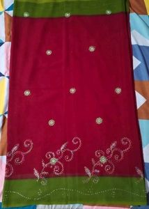 Women Beautiful Maroon Sareewith Blouse
