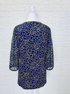 Rose Pattern Navy Blue Short Kurti