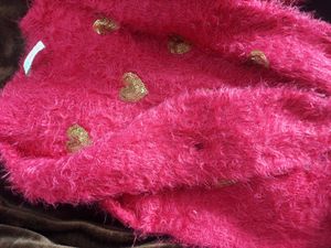 Pink Sequin Heart Girls Sweater