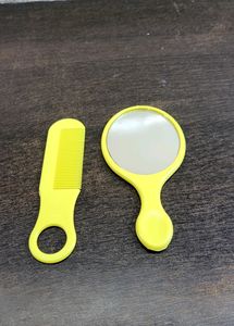 Smiley Mirror And Comb Set For Kids Yellow Colour