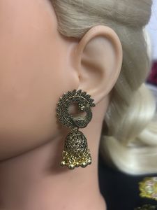 FUBS Jhumka Earrings - Antique Gold Tone