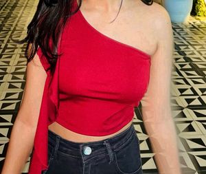 One-Shoulder Maroon Top (S)