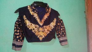Embroidered Navy Blue Blouse
