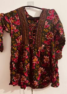 Vibrant Floral Bohemian Tunic Top