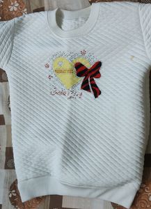 White Embellished Quilted Sweatshirt