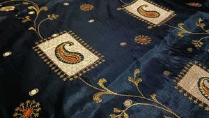 Elegant Embroidered Saree with free biege necklace