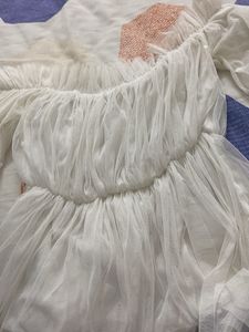 White Bardot Tulle Top