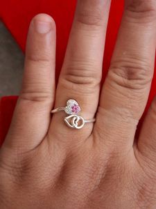 Heart Detail Adjustable Silver Ring