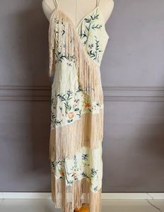 River H Hello Floral Embroidered Fringe Dress