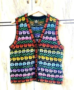 Vintage Floral Knit Vest size-38