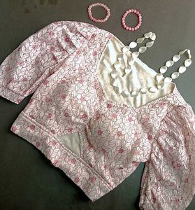 Cute Old Money Style White- Pink Crop Top